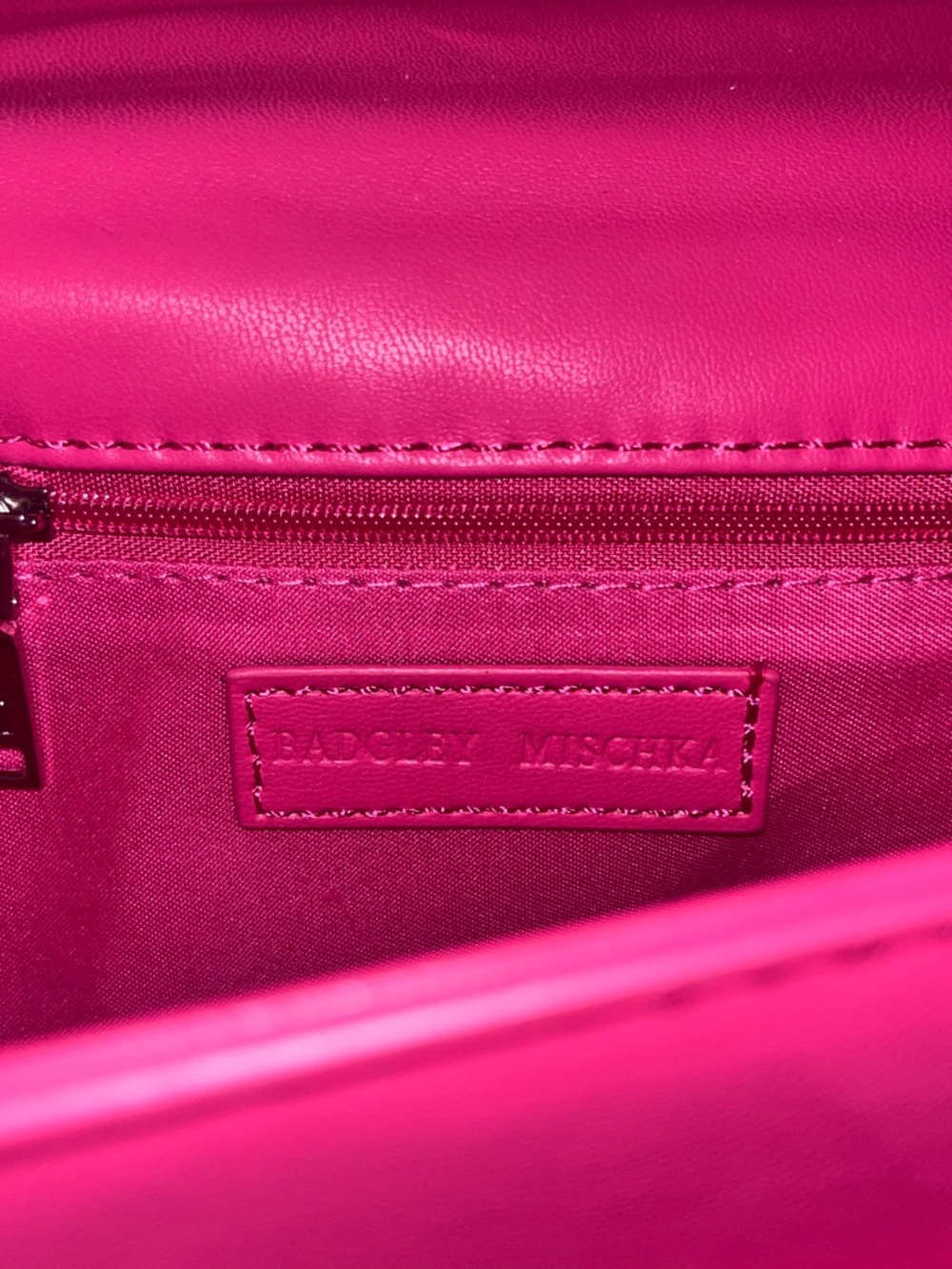 Badgley Mischka Hot Pink Quilted Chain Shoulder Bag - Picture 10 of 11